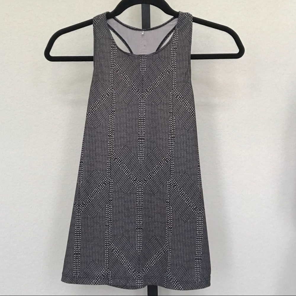 Prana Black and White Weave Print Athletic Tank